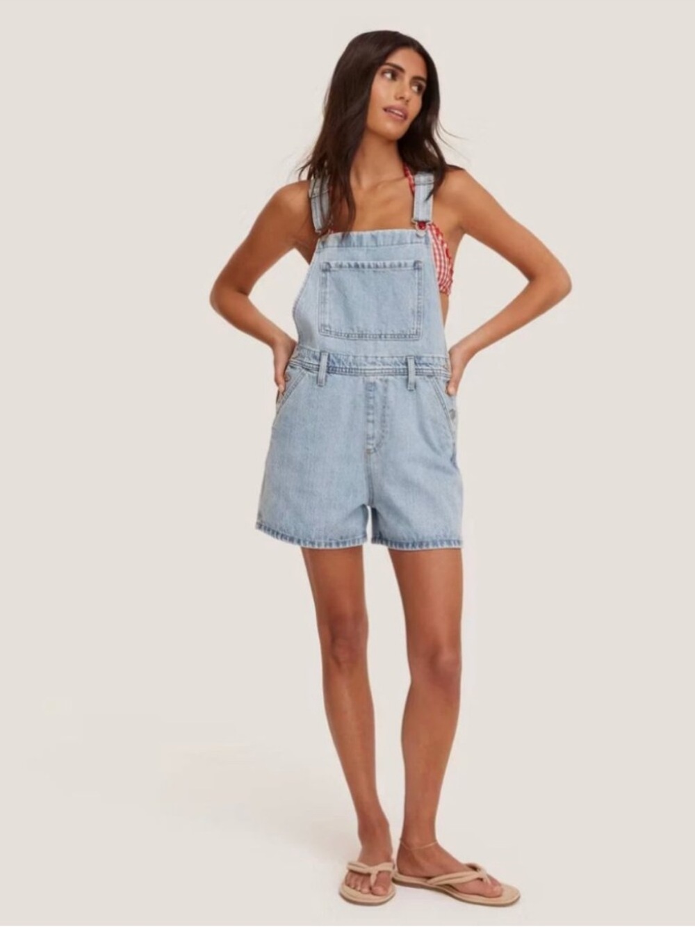 🌻NEW w/tag Parke x Target Denim Shortalls Light Wash Adjustable Straps Size L